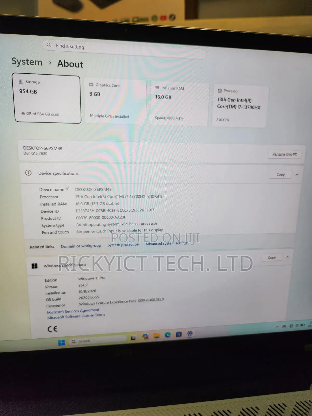 Laptop Dell G16 7630 16GB Intel Core i7 SSD 1T