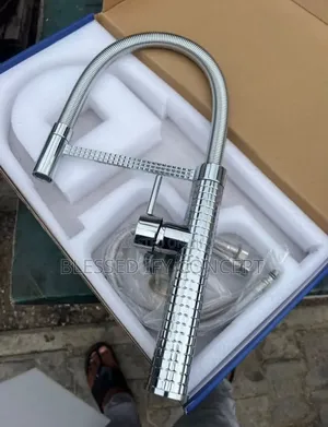 Chrome Full-Chain Kitchen Mixer Tap, Flexible, Textured Spring Neck
