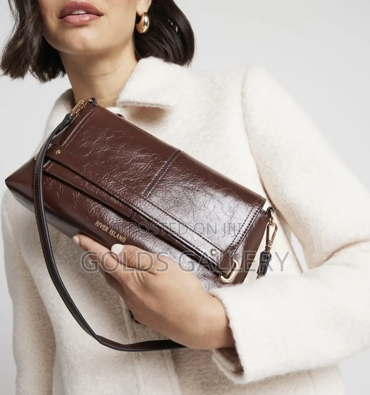 River Island Bar Flap Over Clutch Bag