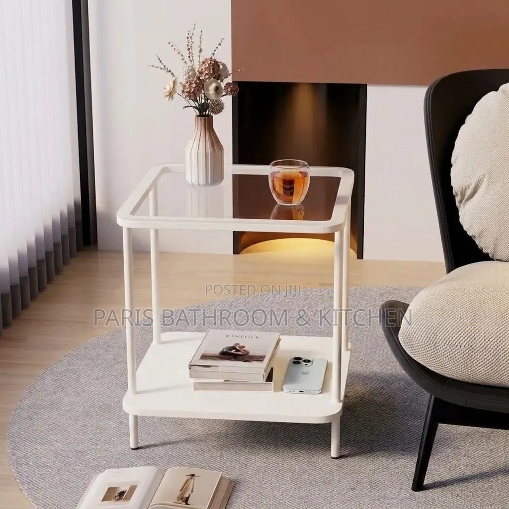 Minimalist Modern White Metal Side Table