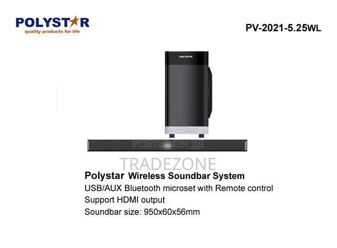 Polystar 5.25 Inch Wireless Tower Sound Bar System | PV-2021-5.25WL