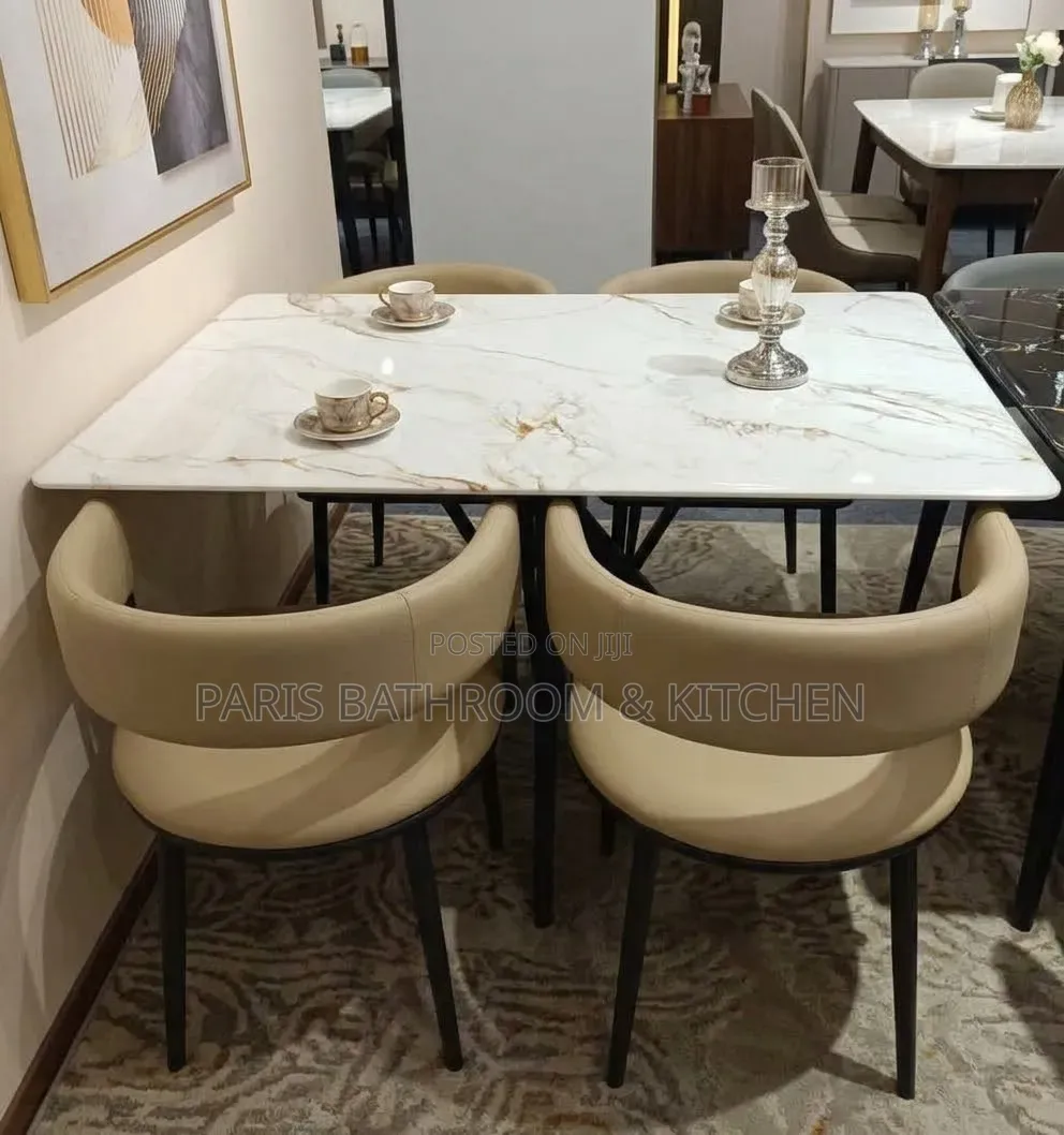 4 Seater Dinning Set White and Gold