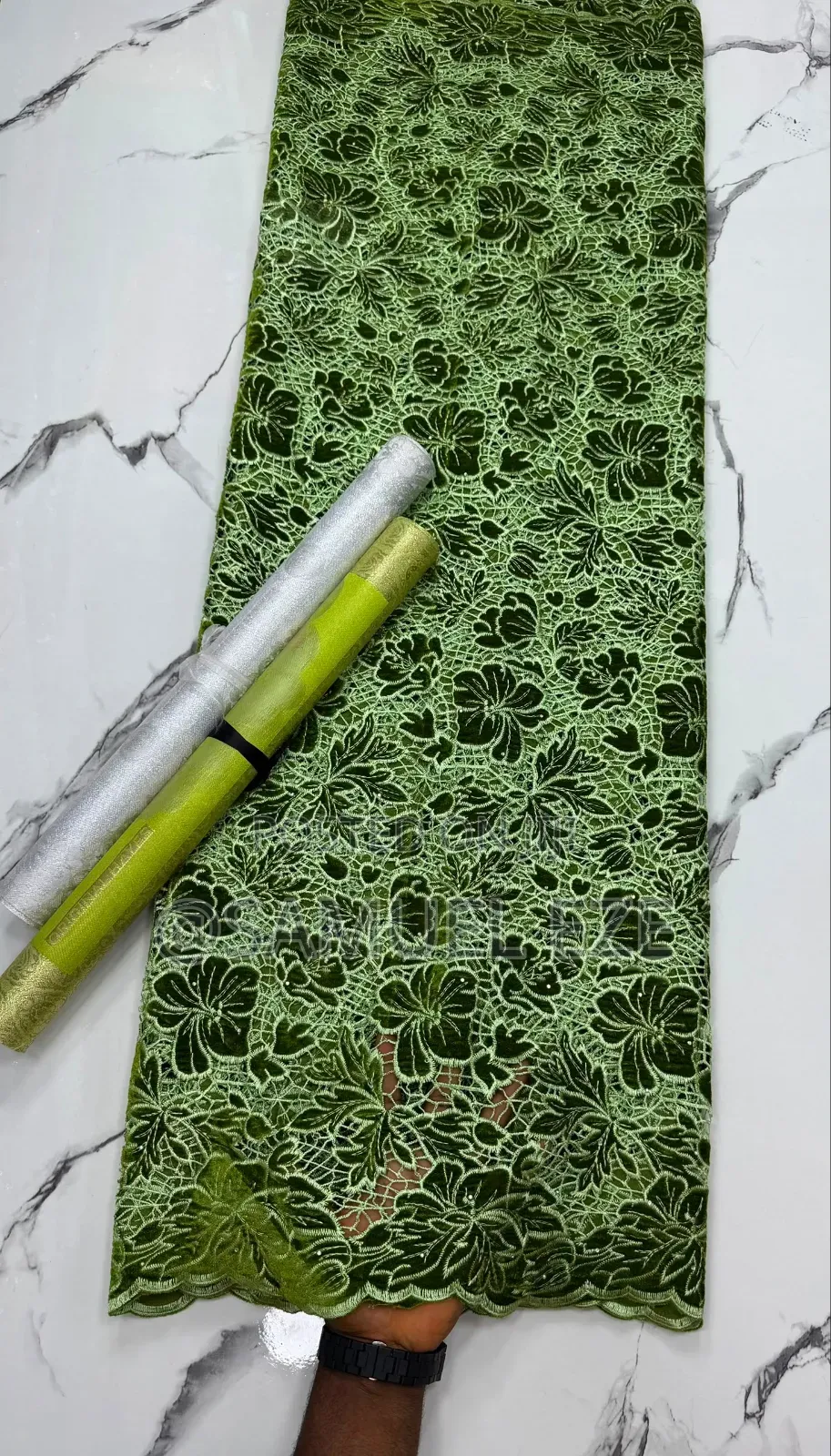 Velvet With Embroidery Lace Made in Dubai