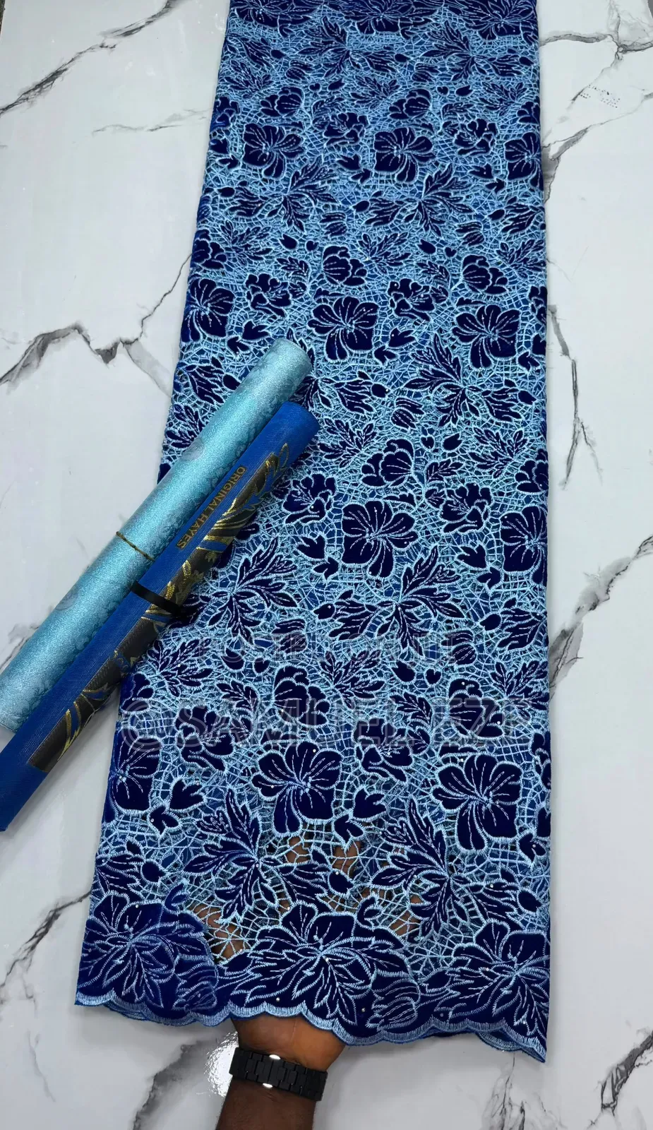 Velvet With Embroidery Lace Made in Dubai