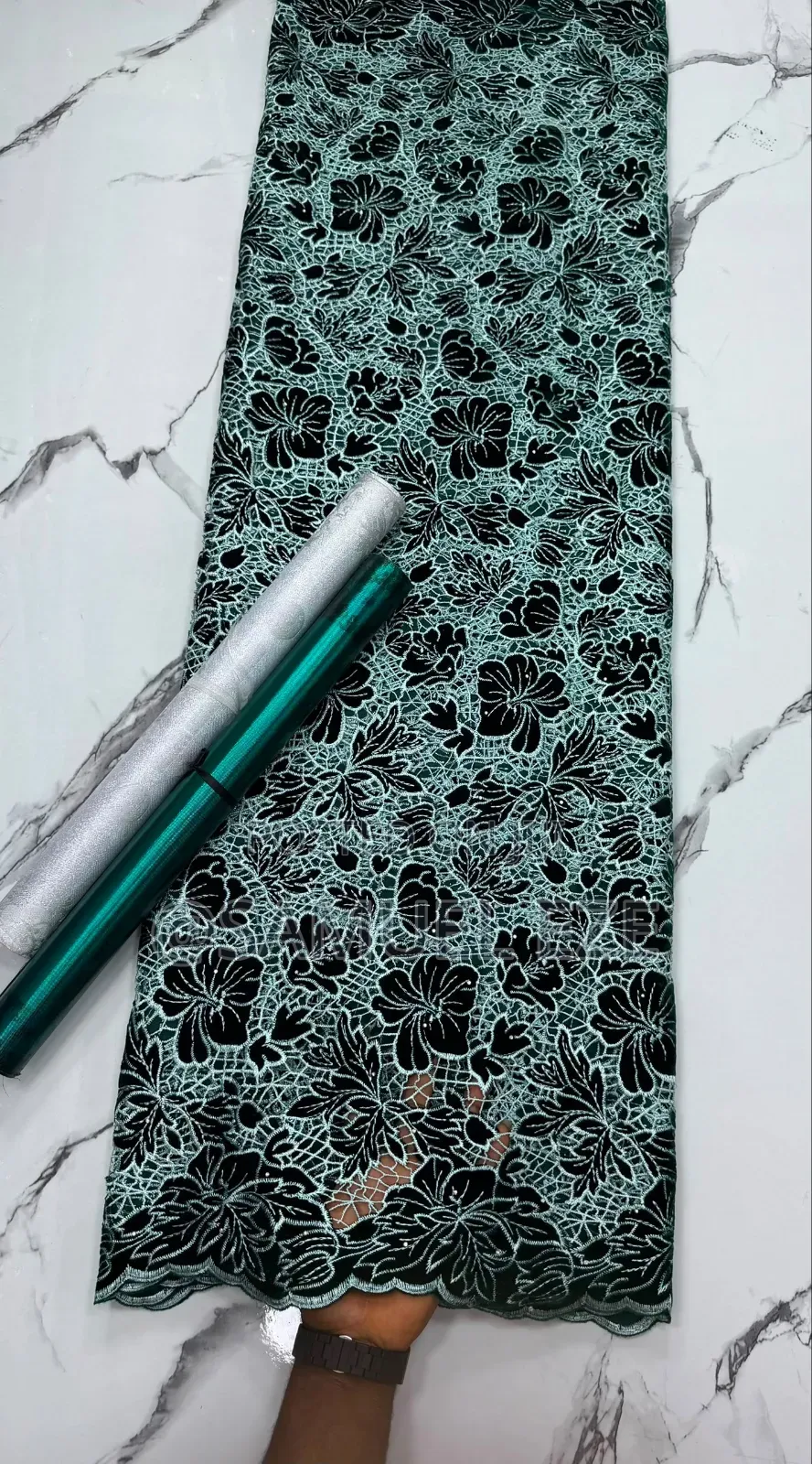 Velvet With Embroidery Lace Made in Dubai