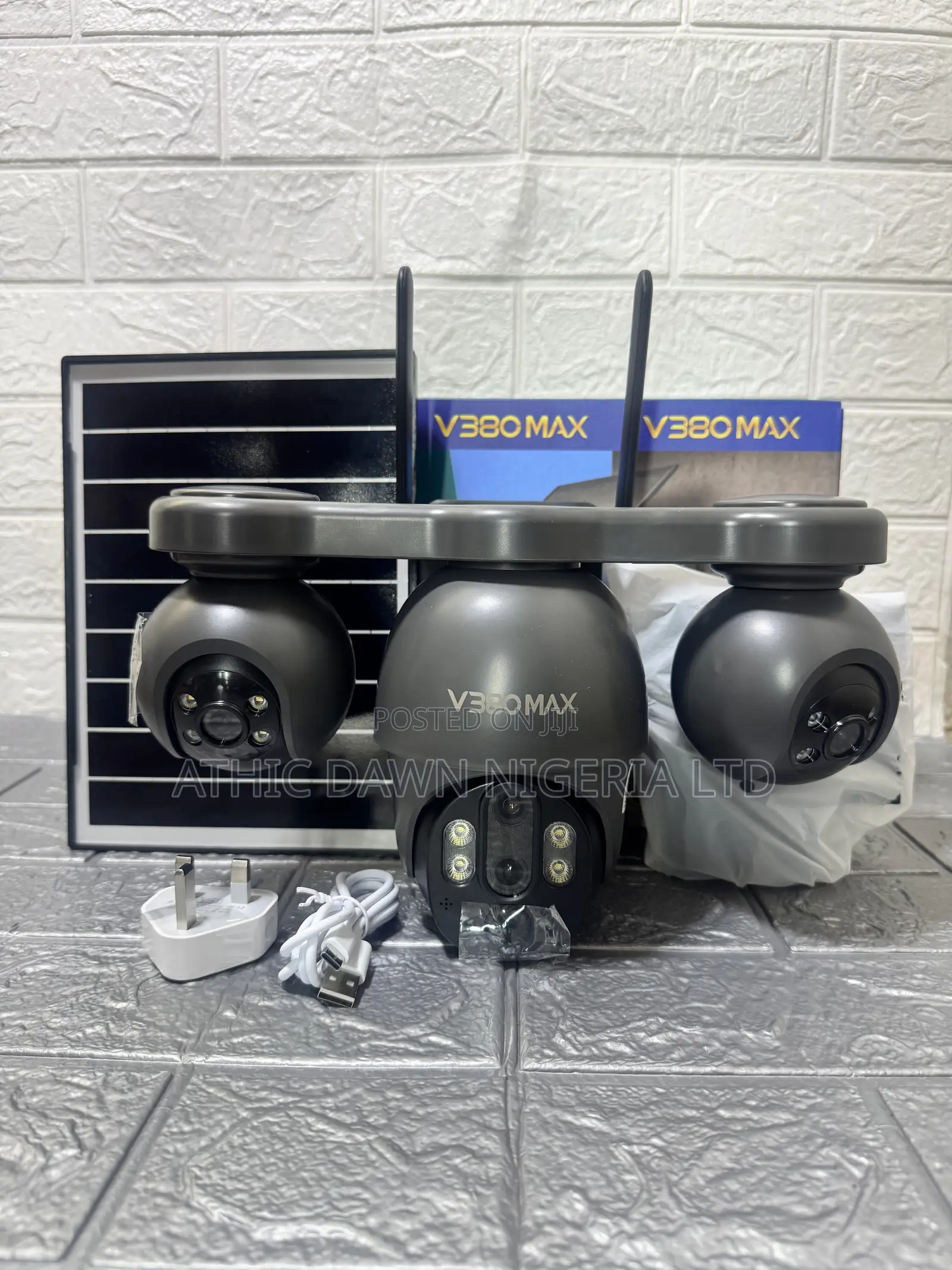 3 Lens V380max Solar AOV CCTV Camera 3 Rotating Lenses