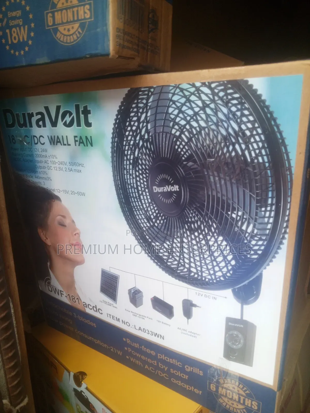 Duravolt 18" AC/Dc Wall Fan With Speed Regulator
