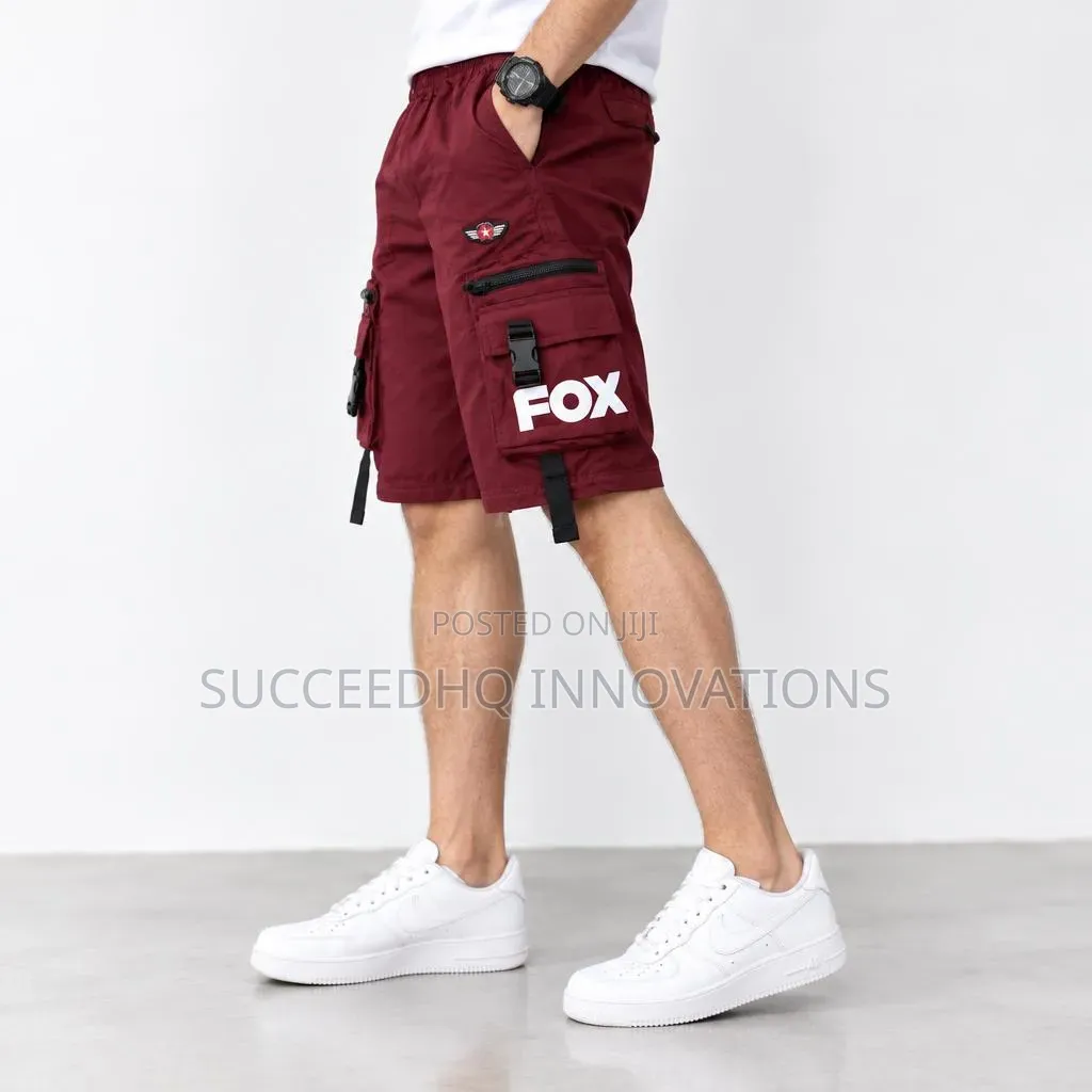 Men's Maroon Cargo Shorts Utility Streetwear Techwear Summer Shorts