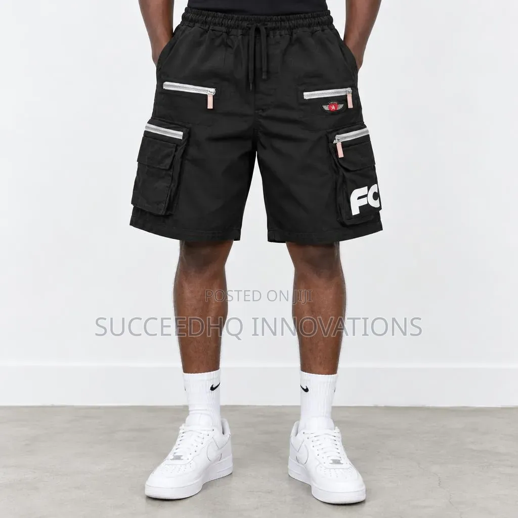 Men's Black Cargo Shorts Techwear Streetwear Summer Short With Zippers