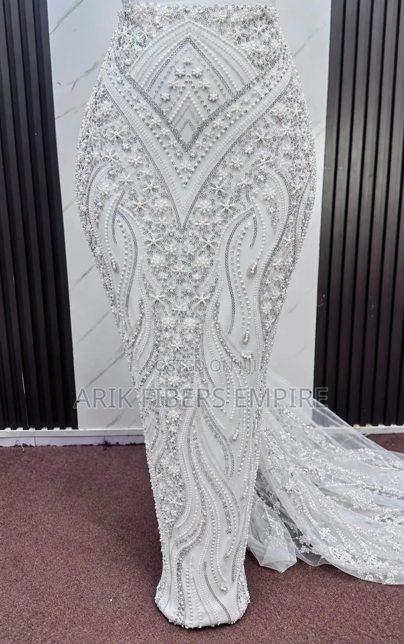 All White Bridal White Dress Embroidered Beaded