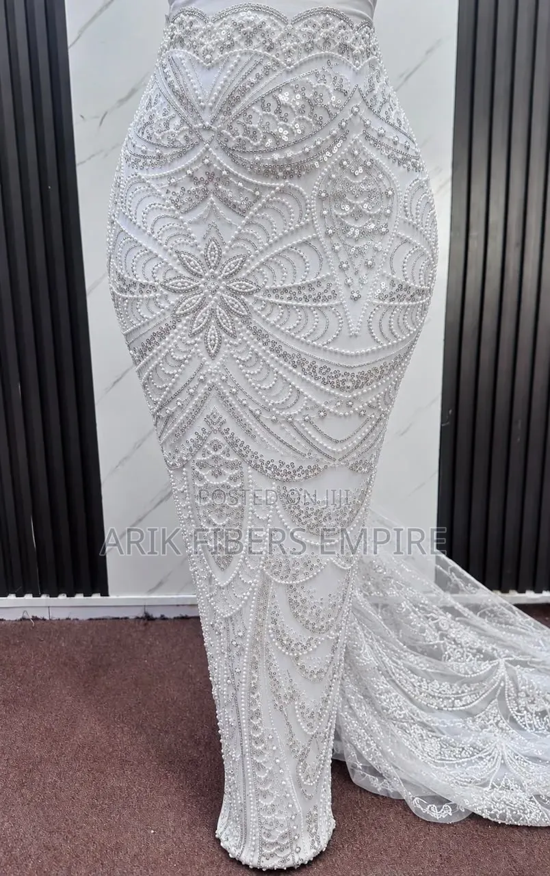 All White Bridal White Dress Embroidered Beaded