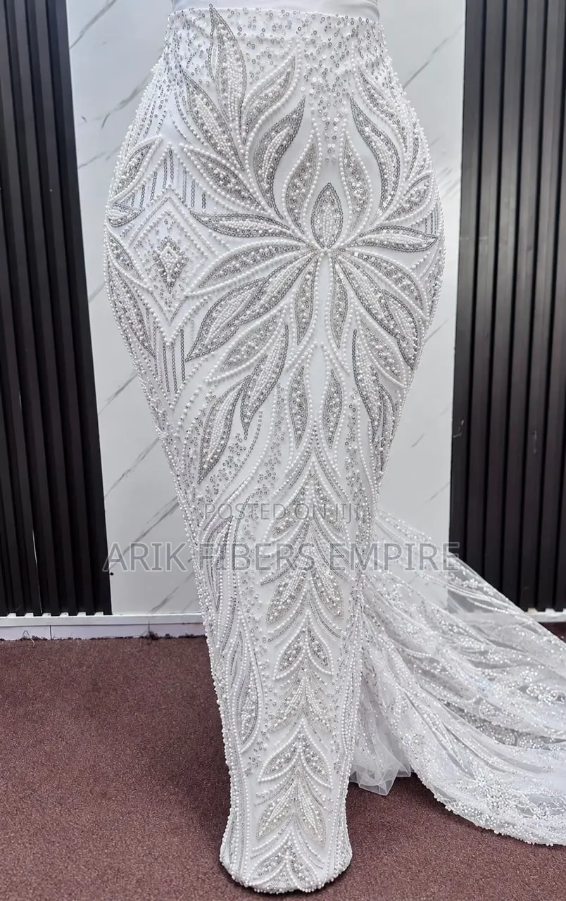 All White Bridal White Dress Embroidered Beaded