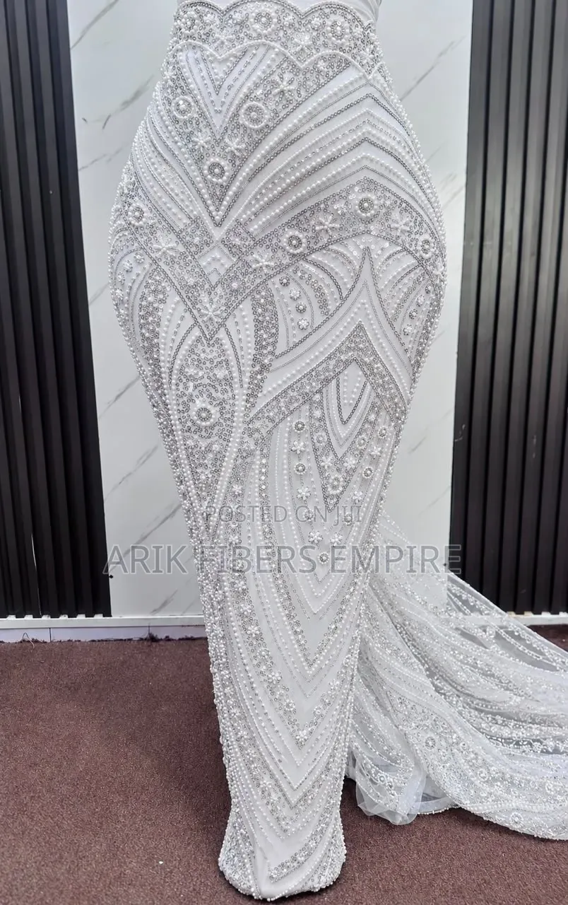 All White Bridal White Dress Embroidered Beaded