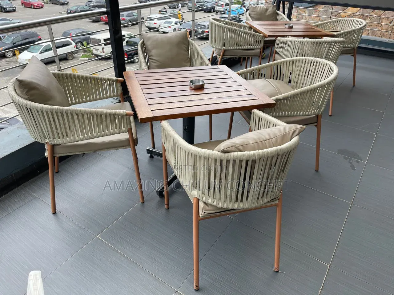Modern Outdoor Dining Table & 4 Chairs Set