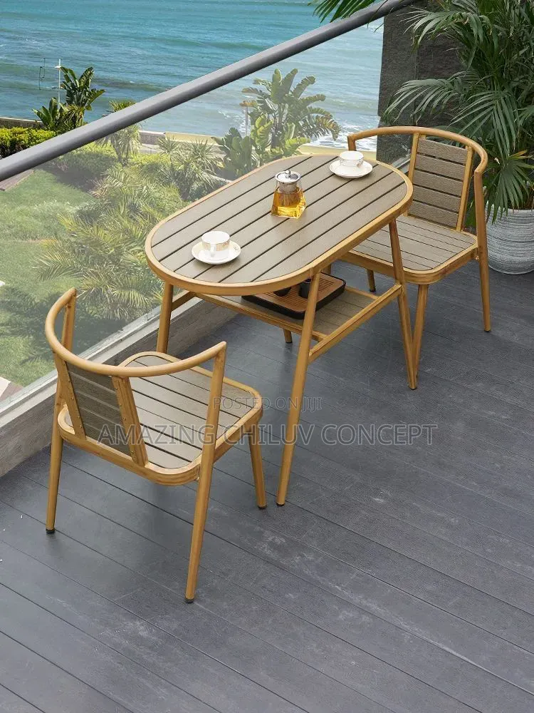 Modern Outdoor Wooden Dining Table & Chair Set