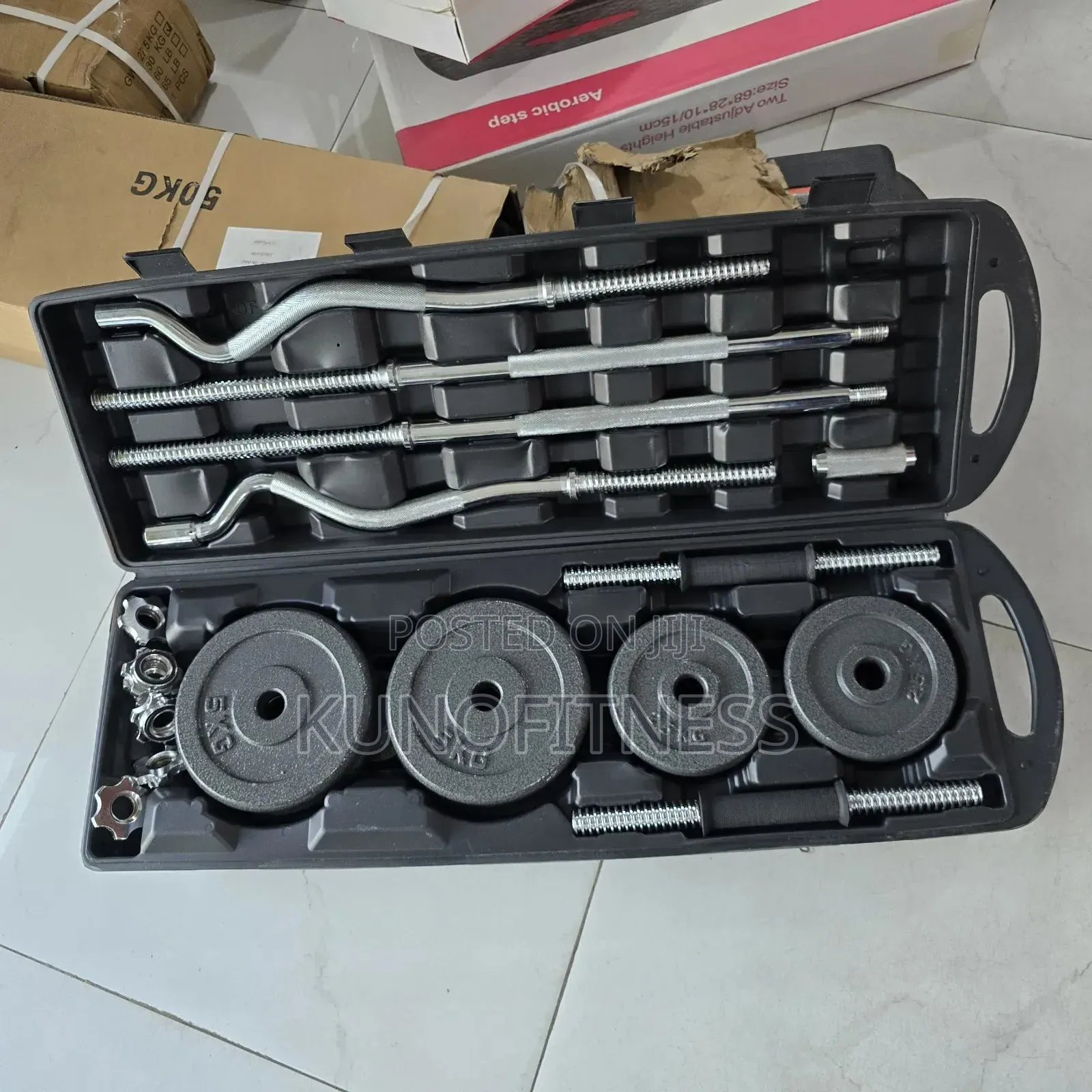 Brand New 55kg Dumbbell + Barbell + EZ Bar Set