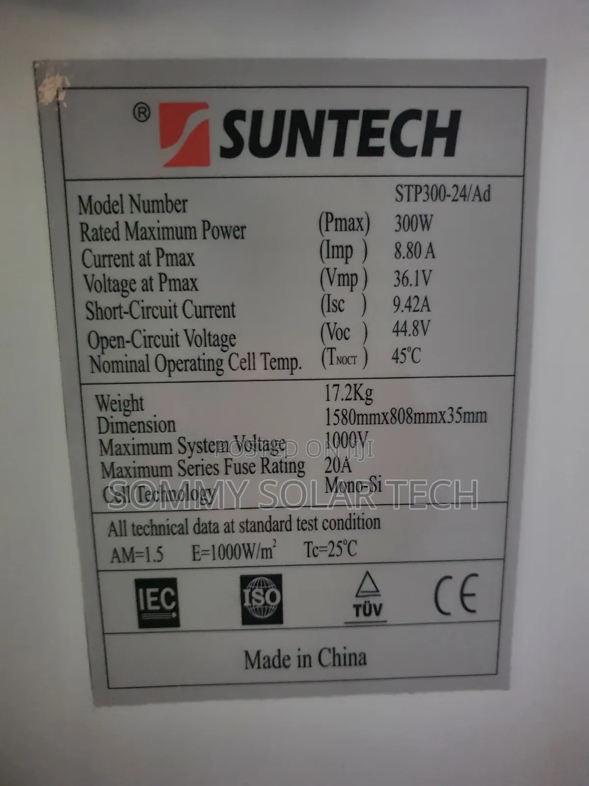 SUNTECH Solar Panel 300watts