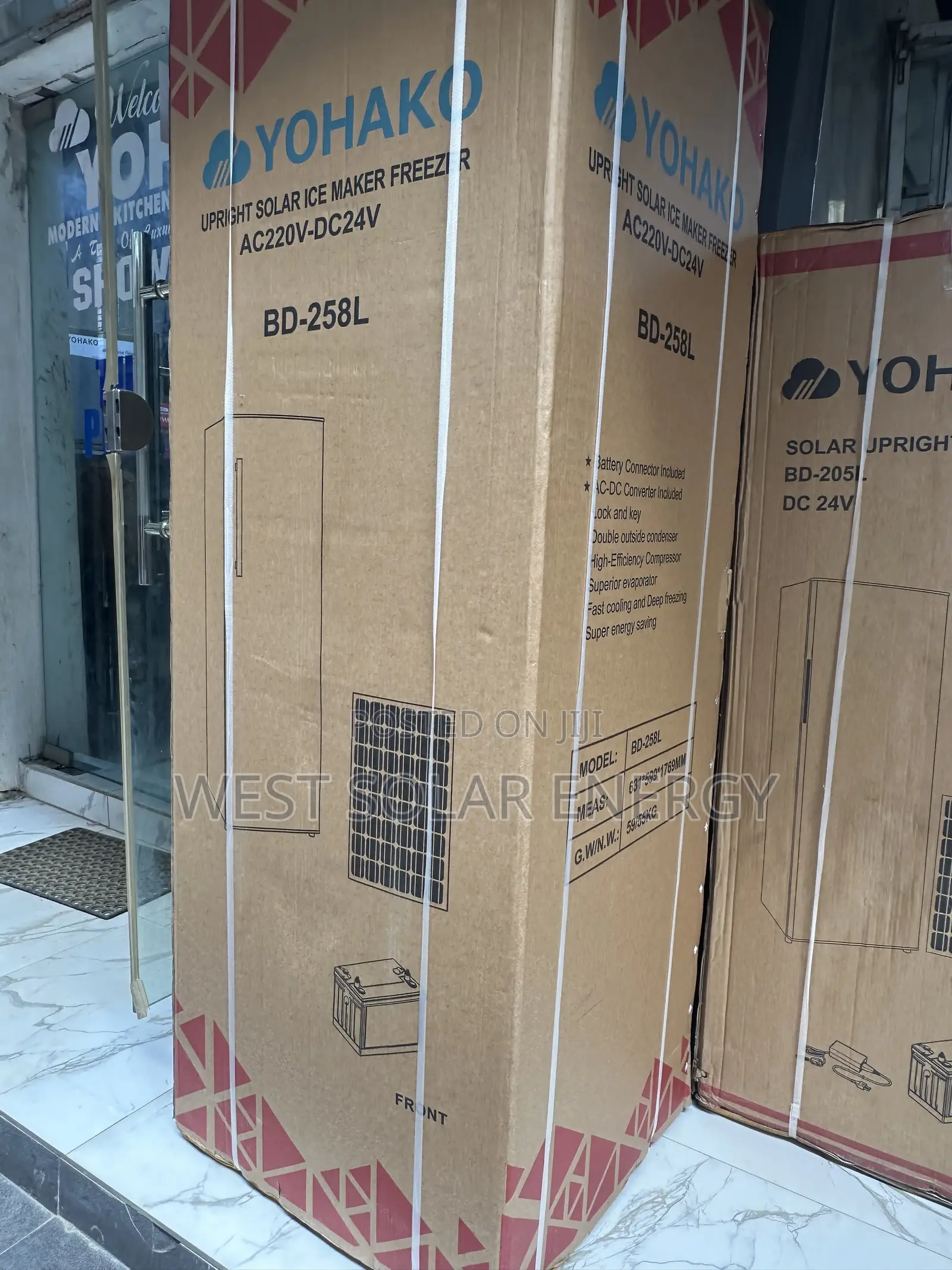 258L Yohako Upright Solar Ice Maker Freezer
