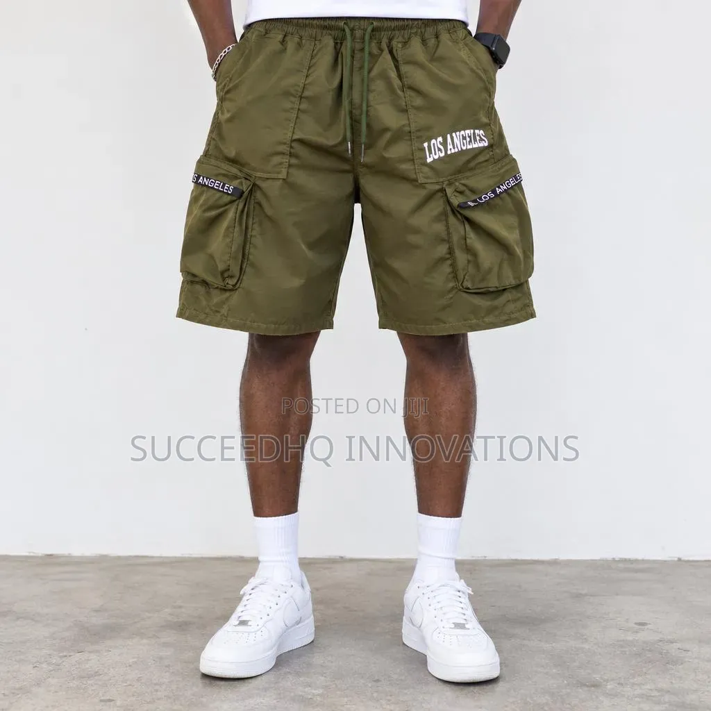 Men's Olive Green Cargo Shorts LOS ANGELES Summer Tactical Shorts