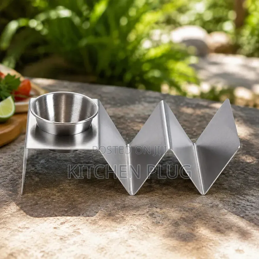 W-Shape Taco Holder Stand With an Integrated Sauce Dip