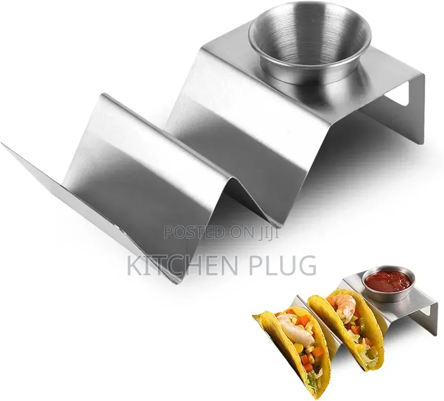 W-Shape Taco Holder Stand With an Integrated Sauce Dip