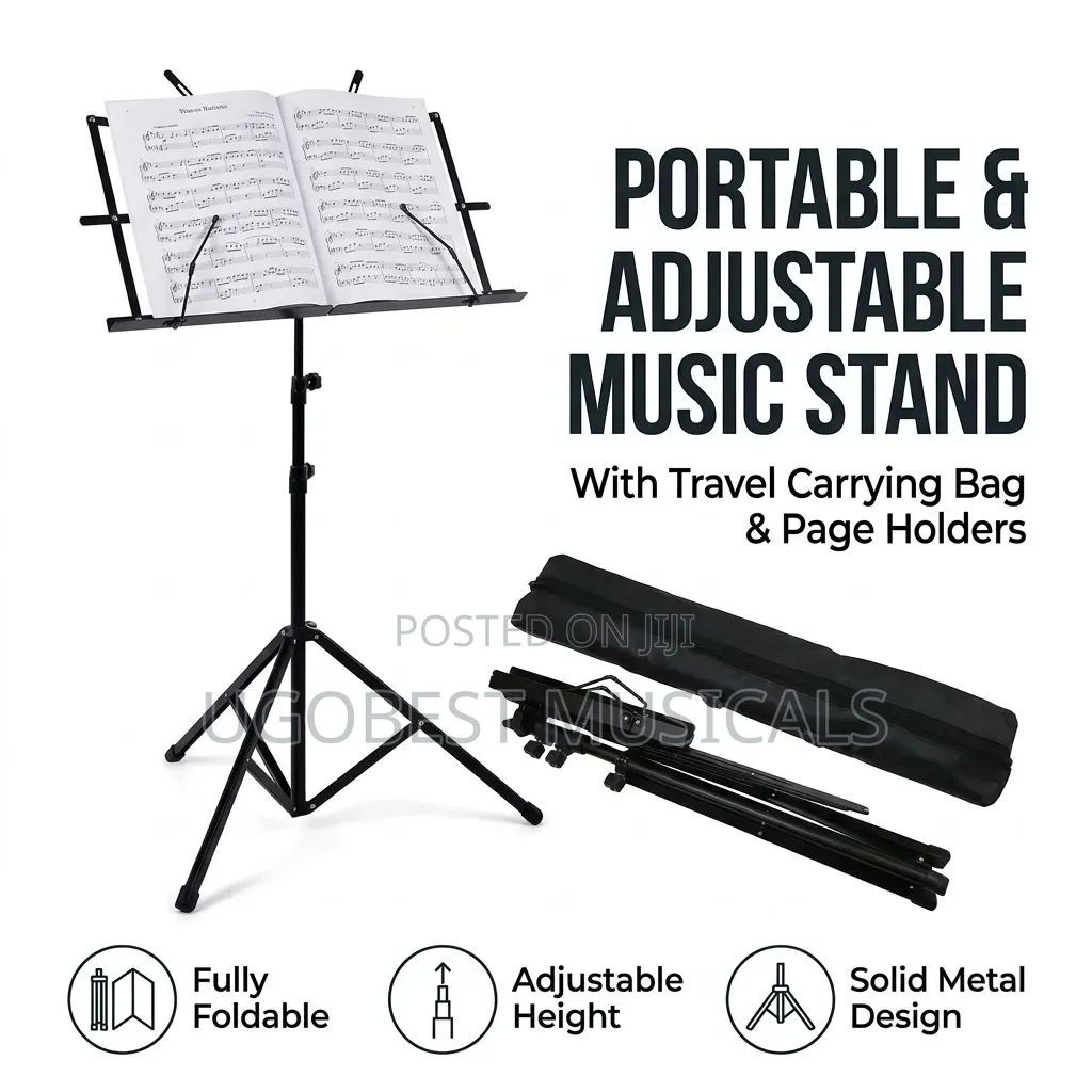 Adjustable Sheet Music Stand With Carrying Bag and Page Holder