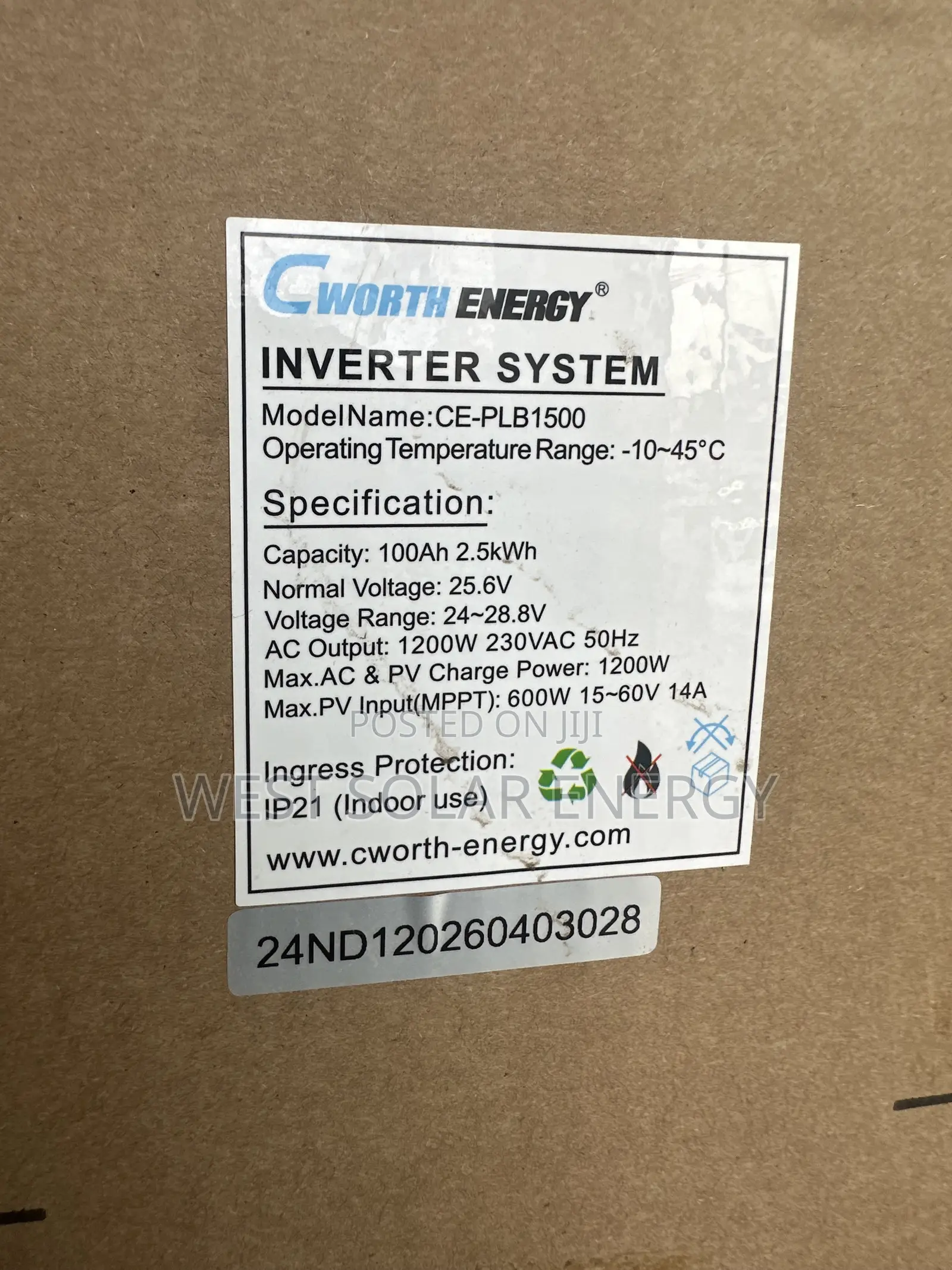 2.5kwh 24v 100Ah Cworth Portable Solar System
