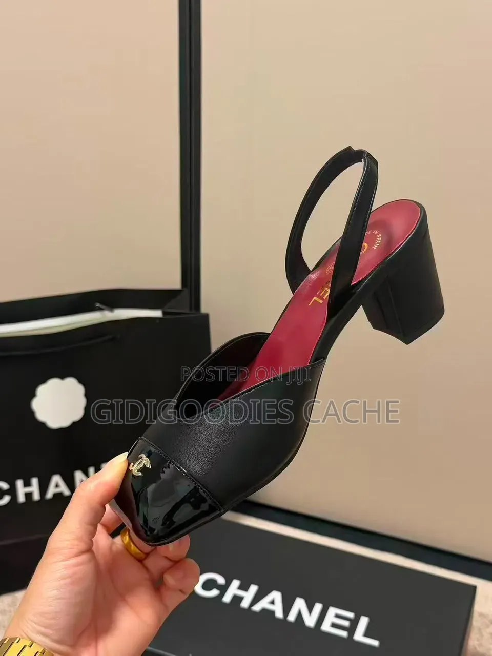 Women's Luxe Cap-Toe Slingback Block Heels Size 38-42