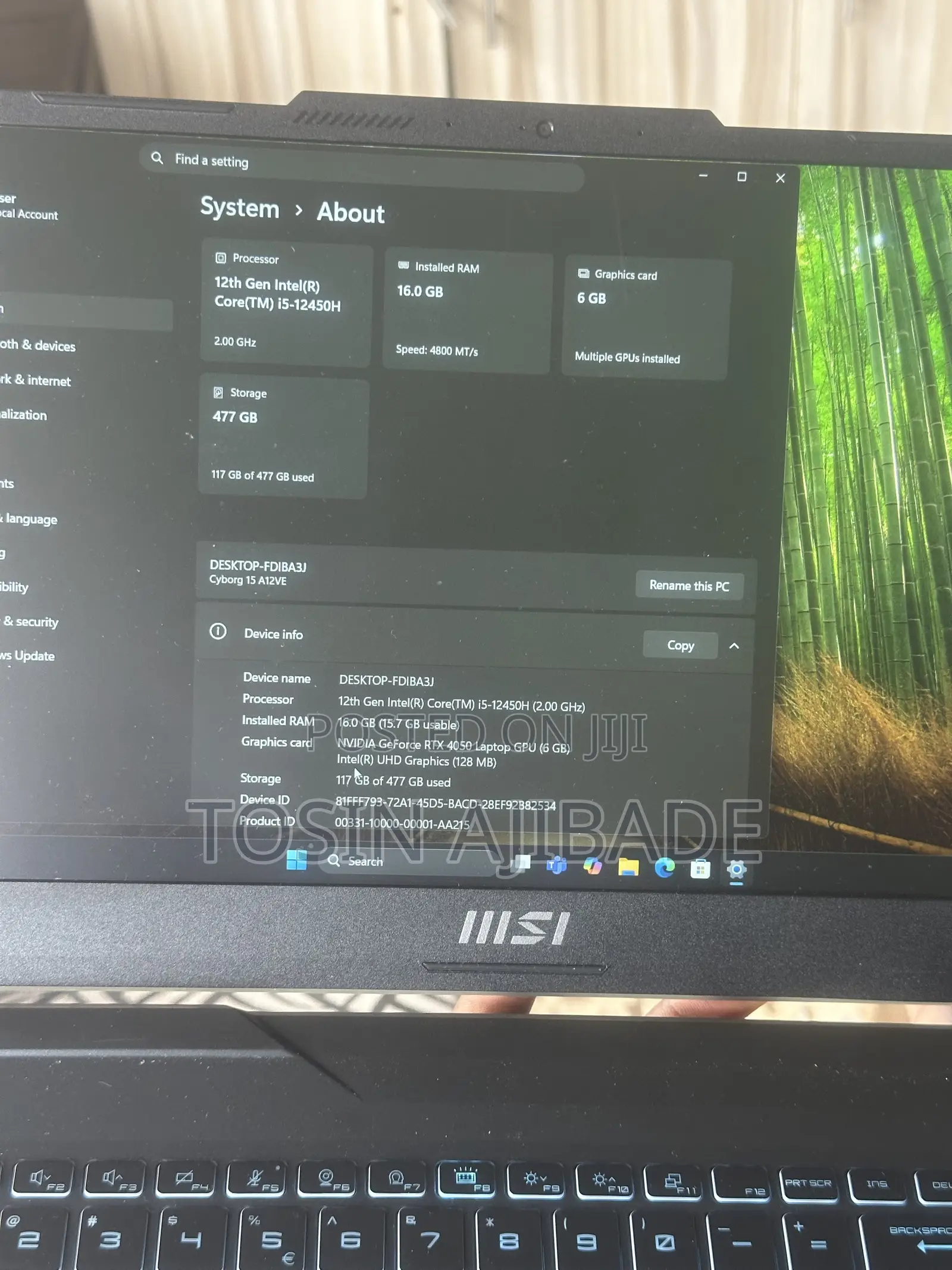 Laptop MSI Cyborg 15 16GB Intel Core i5 SSD 512GB