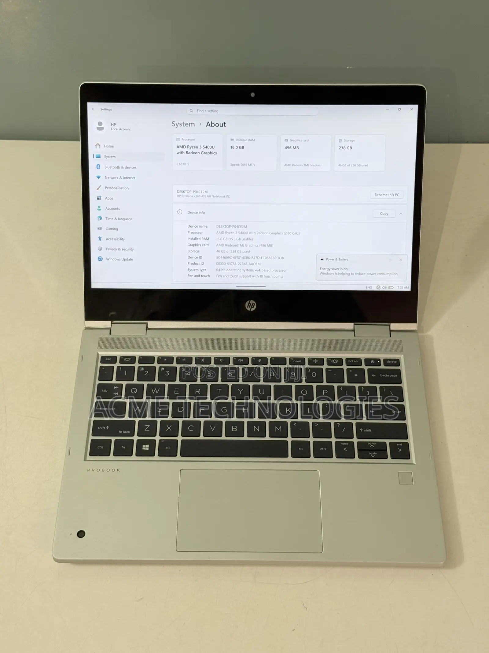 Laptop HP ProBook x360 435 G8 8GB AMD Ryzen 3 SSD 256GB