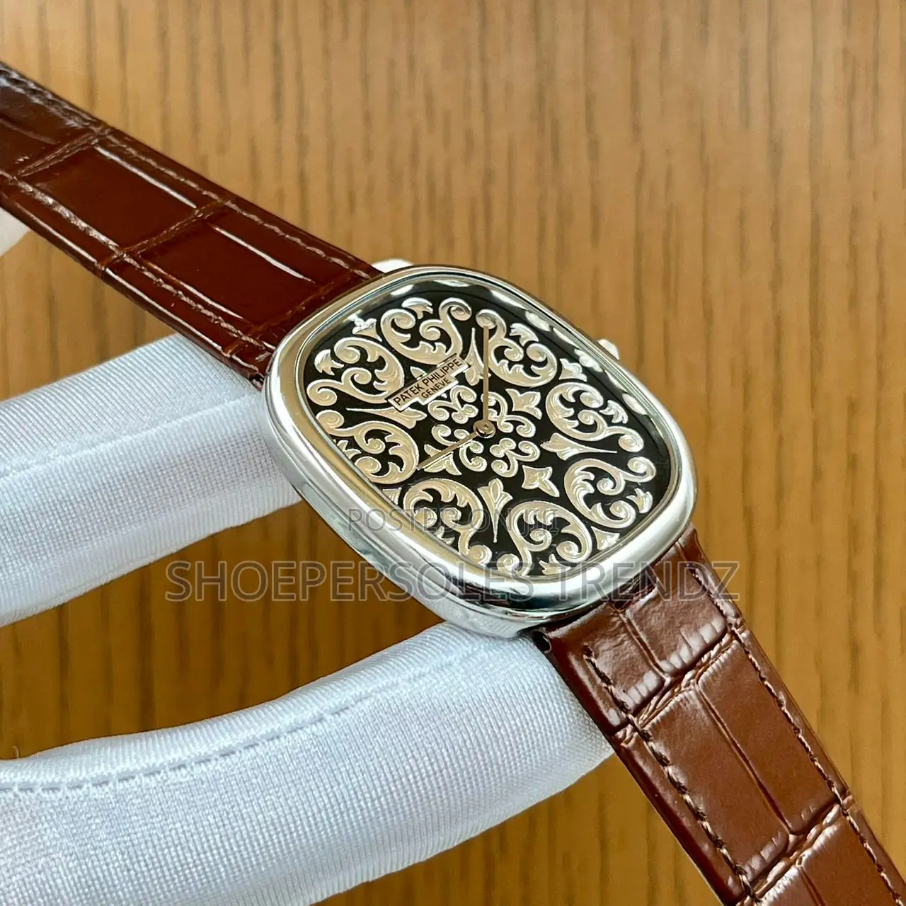 Patek Philippe Rose Gold Tonneau Watch | Floral Elegance