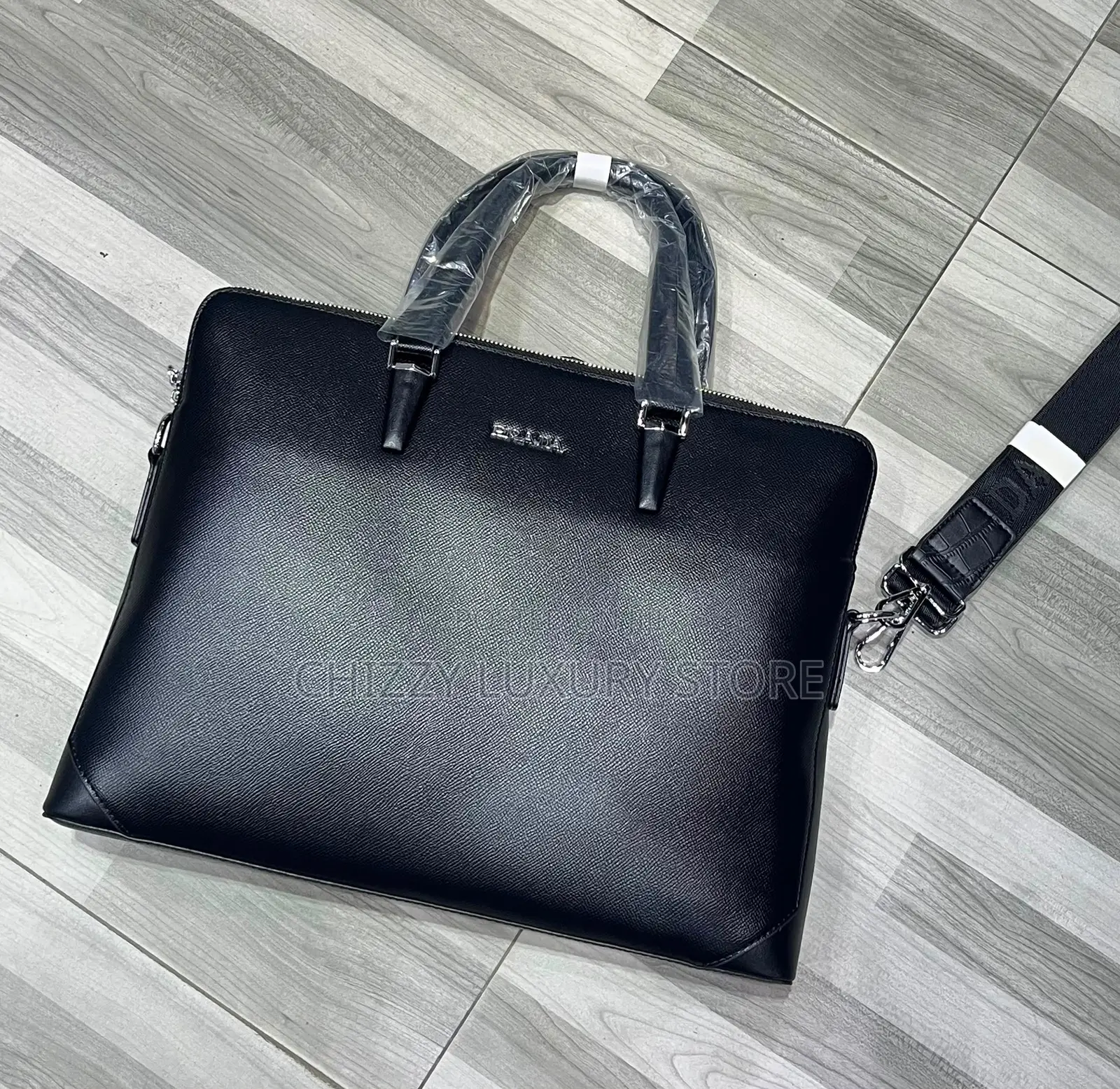 Prada Quality Luxury Men Genuine Leather Laptop Bag