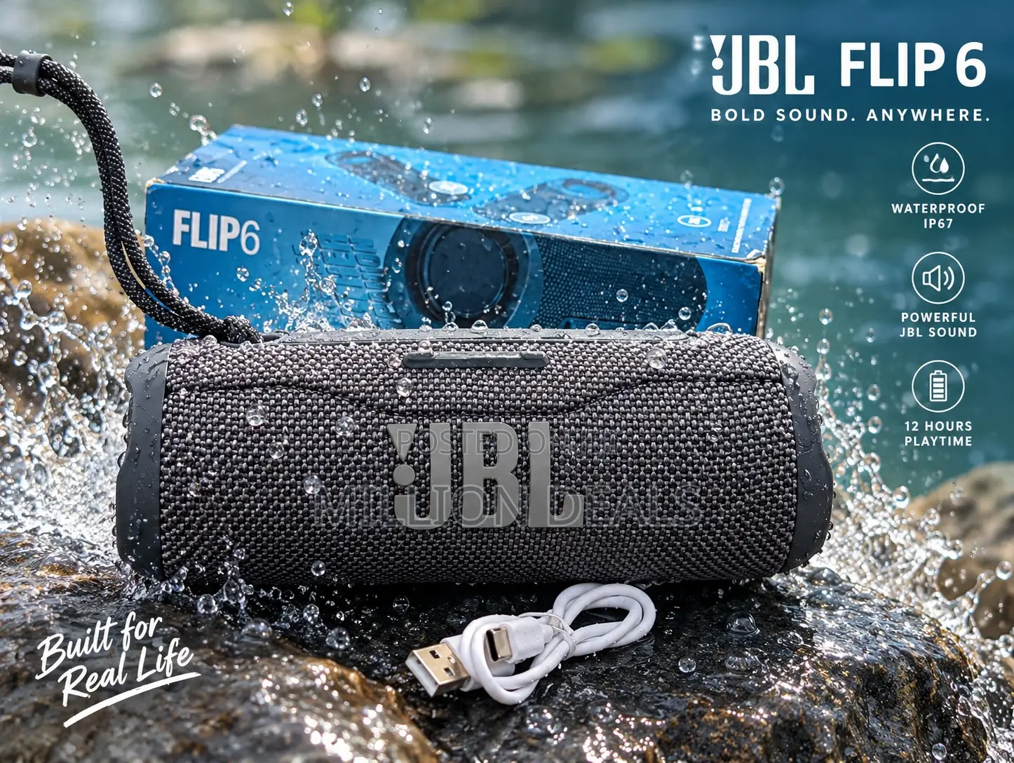 Clone JBL Flip 6 Bluetooth Speaker Gray