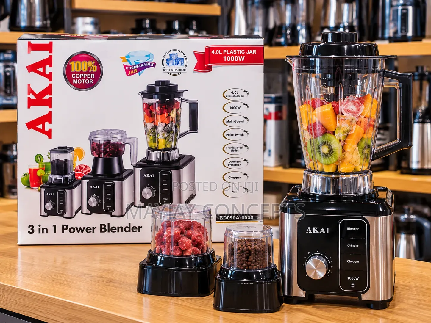 AKAI 3 in 1 1000W Power Blender With 4L Jar–BD090A-0530