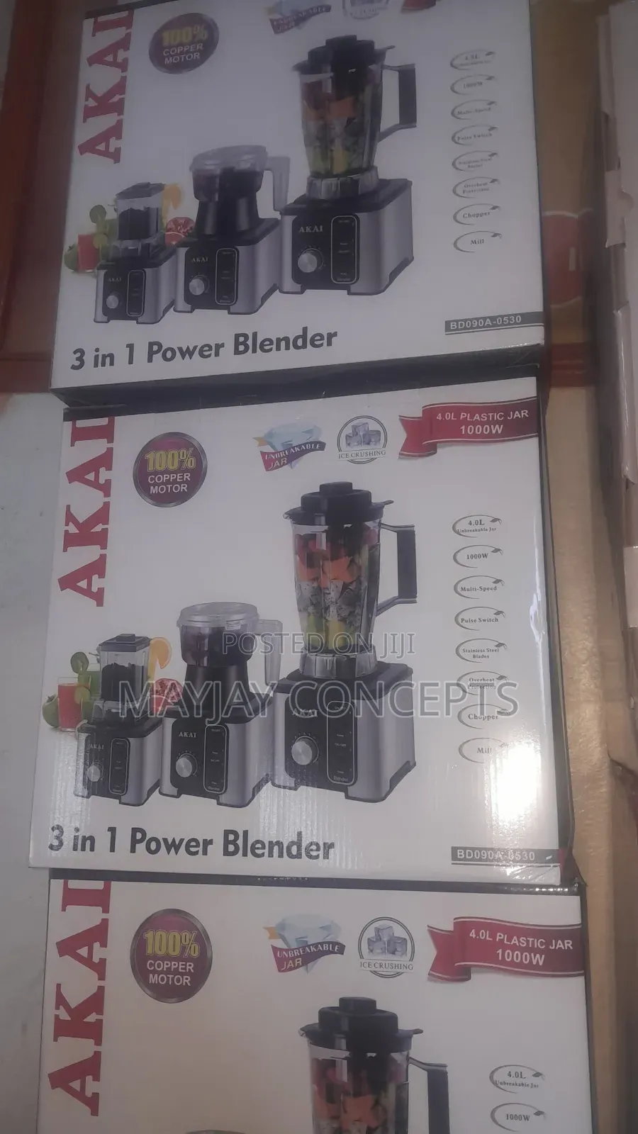 AKAI 3 in 1 1000W Power Blender With 4L Jar–BD090A-0530