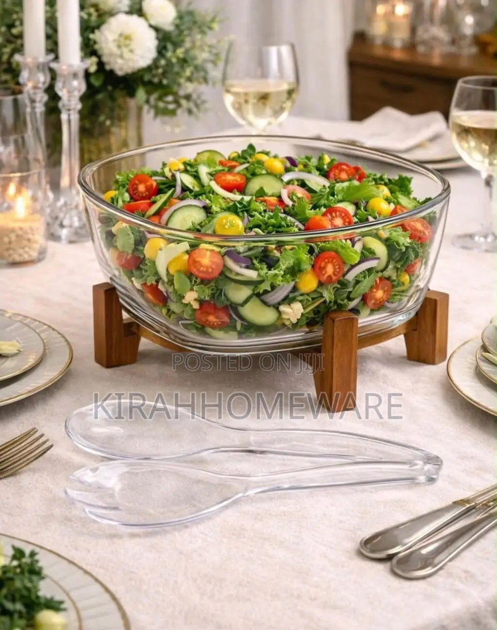 Salad Bowl With Wooden Stand