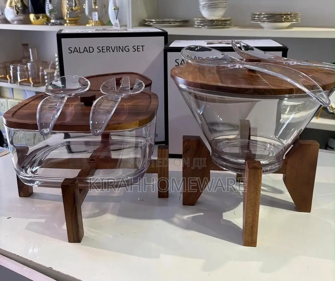 Salad Bowl With Wooden Stand