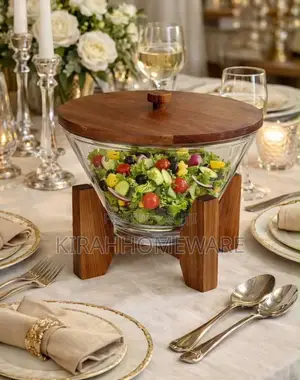 Salad Bowl With Wooden Stand