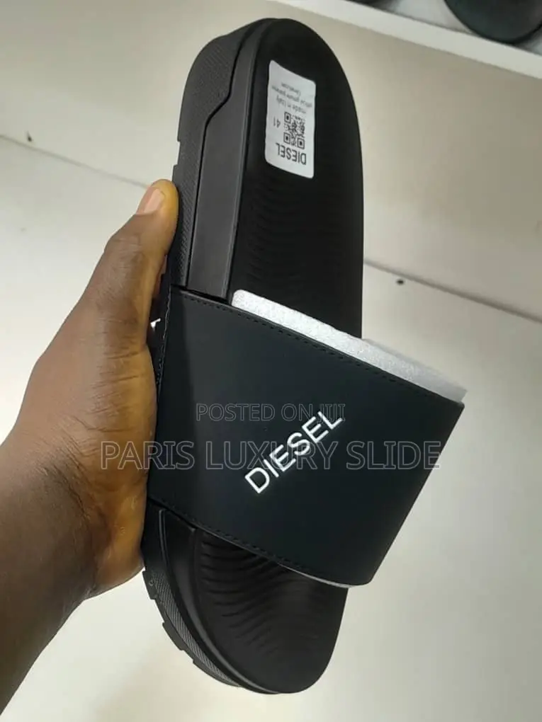 CZ Luxury Designer Slides Black Classy Palm Slippers Premium Quality