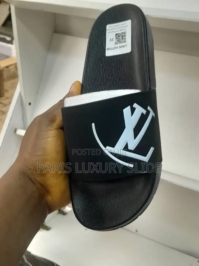 CZ Luxury Designer Slides Black Classy Palm Slippers Premium Quality