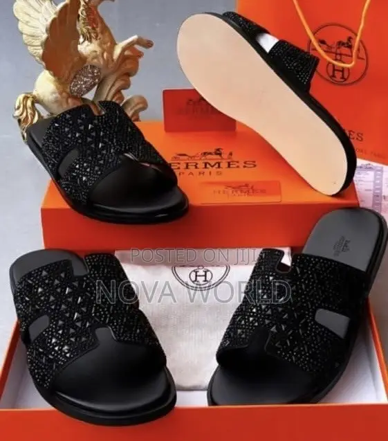 Men's Luxury Black Slides – Premium Stylish Sandals