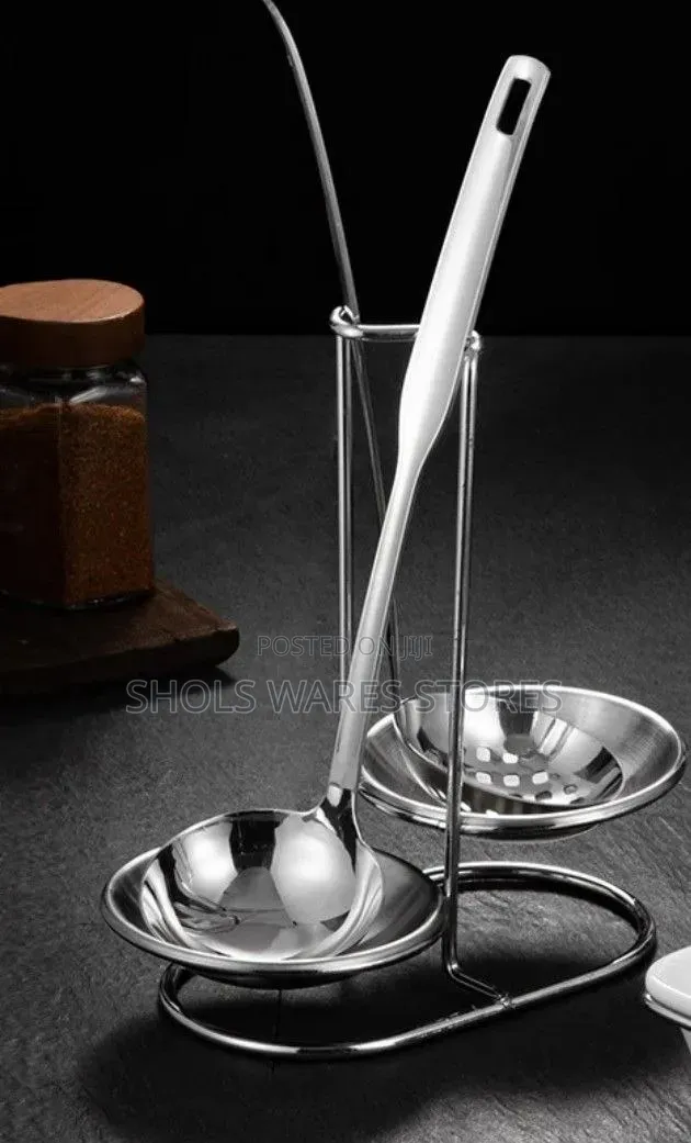 Stainless Soup Gold/Silver Ladle Stand / Spoon Rest Holder - DOUBLE