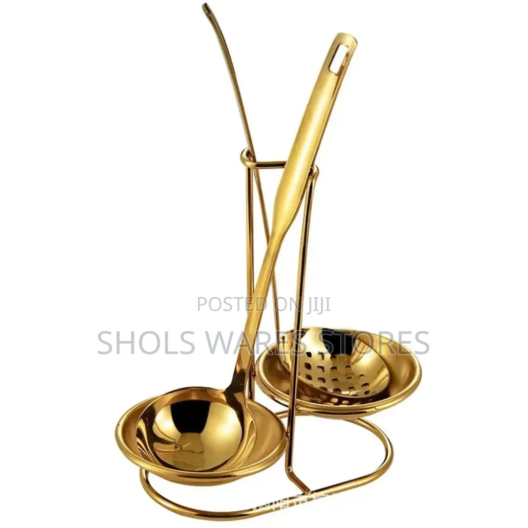 Stainless Soup Gold/Silver Ladle Stand / Spoon Rest Holder - DOUBLE