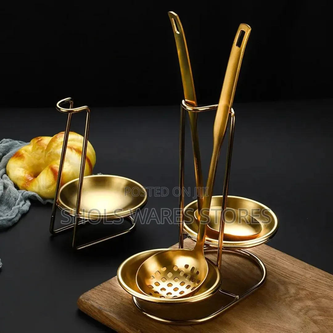 Stainless Soup Gold/Silver Ladle Stand / Spoon Rest Holder - DOUBLE