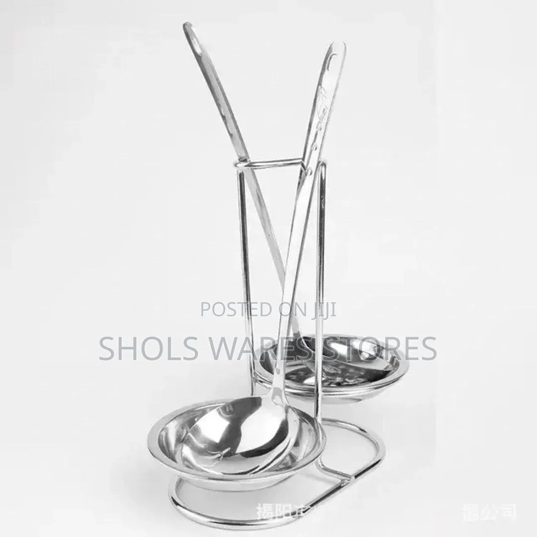 Stainless Soup Gold/Silver Ladle Stand / Spoon Rest Holder - DOUBLE