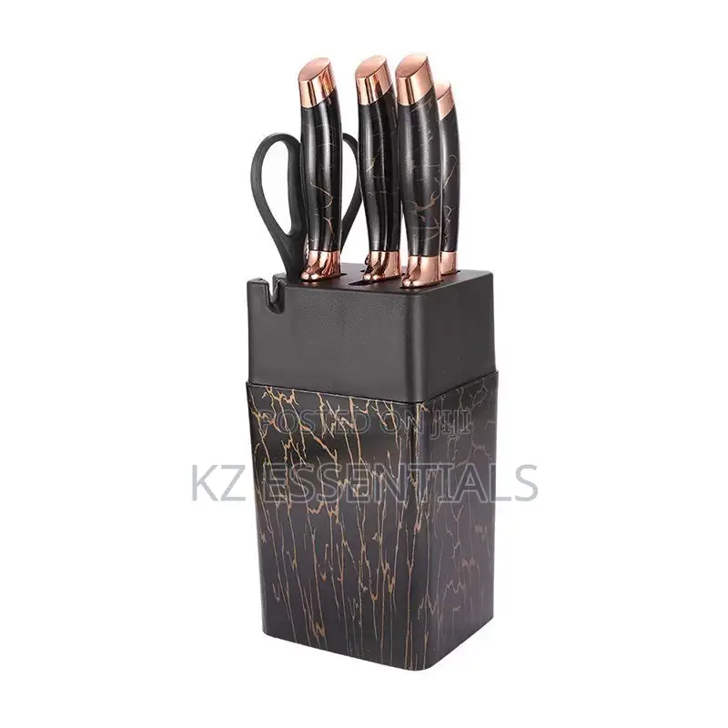 6-Piece Kitchen Knife Set With Marble Pattern