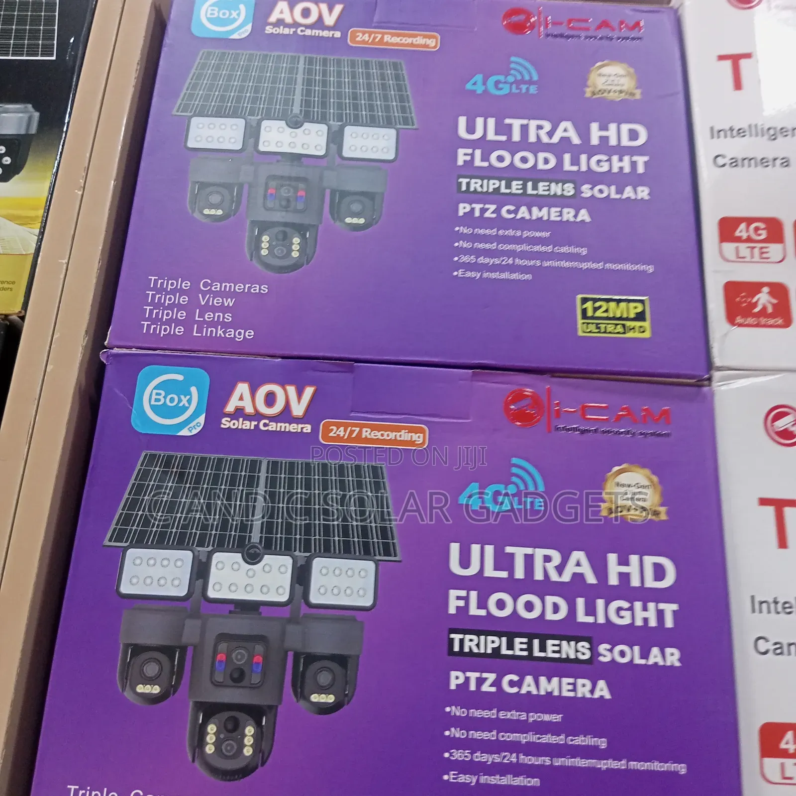 All in One Double Panels Triple Lens Ubox CCTV Camera/Flood Light