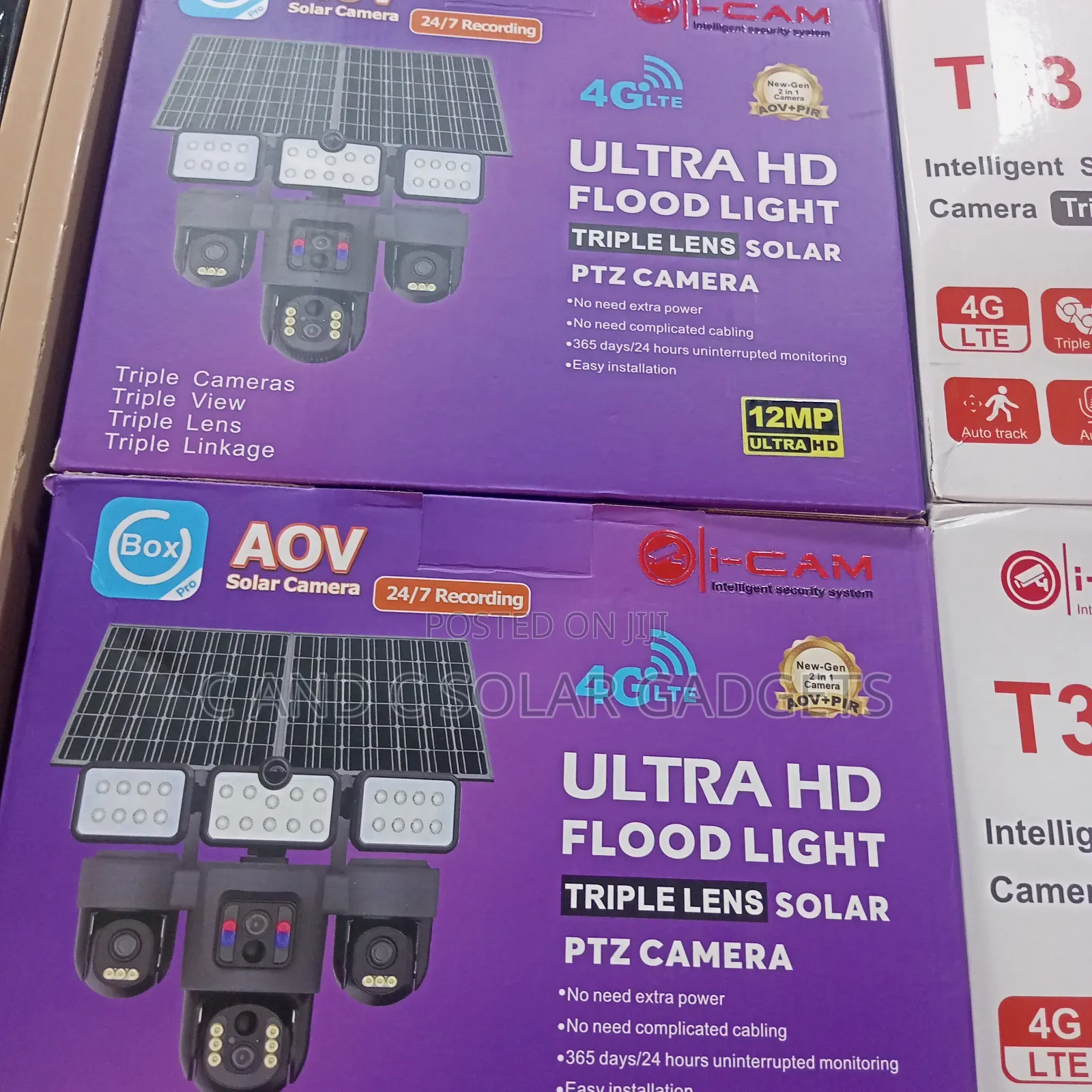 All in One Double Panels Triple Lens Ubox CCTV Camera/Flood Light