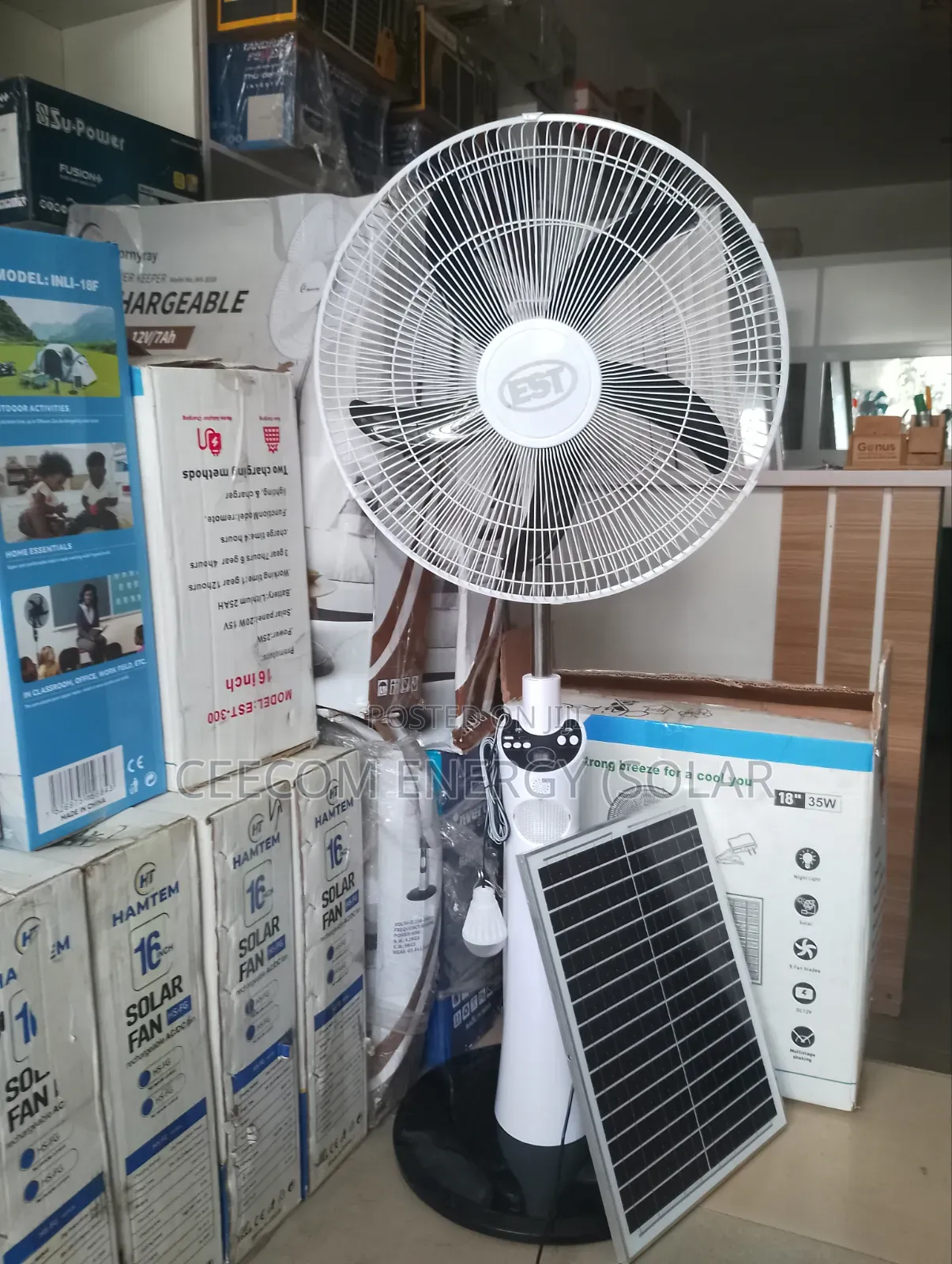 Est 18" and 16"Solar-Rechargeable Fan