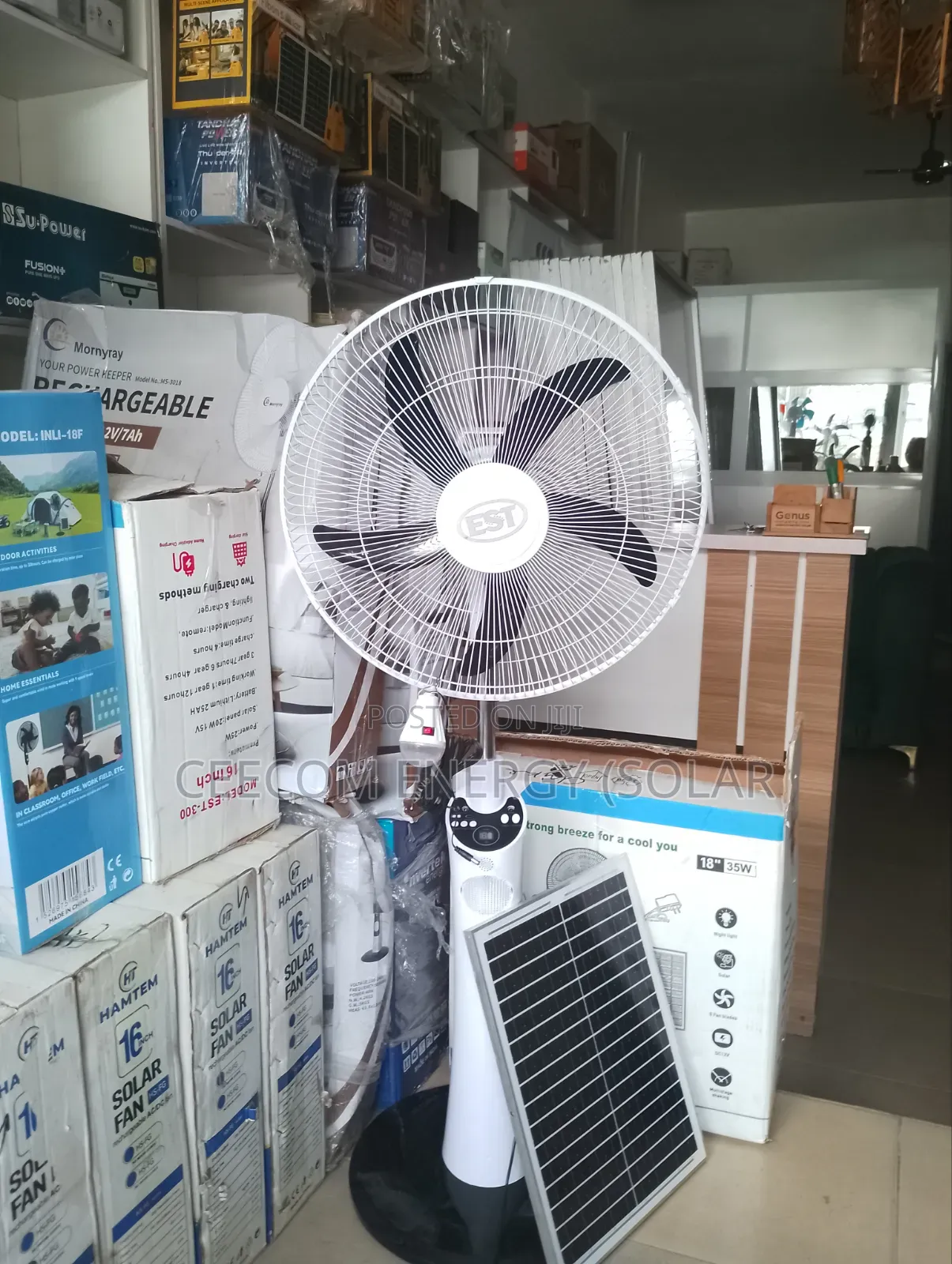 Est 18" and 16"Solar-Rechargeable Fan
